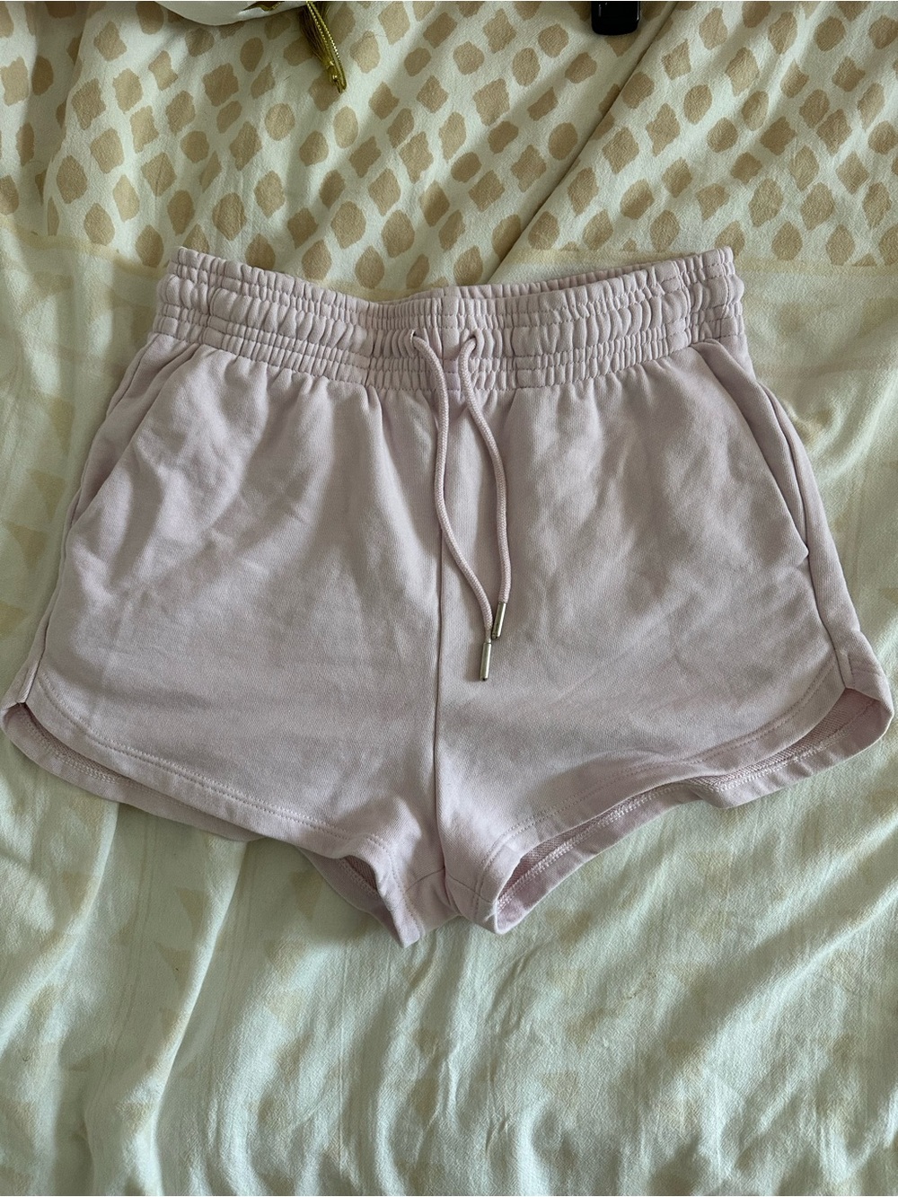 H&M Pale Pink Elastic-Waist Athletic Shorts